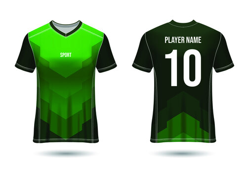 T-Shirt Sport Design. Soccer jersey mockup for football club. uniform front and back view. Template Jersey Design