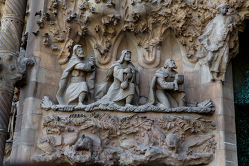 Barcelona, Spain, September 20, 2019. The Sagrada Familia, is a huge Roman Catholic basilica in...