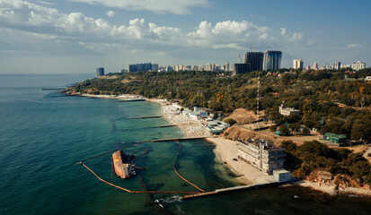 Panorama Black Sea coast in Odessa Ukraine