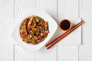 Gaji Namul, spicy eggplant in a white bowl