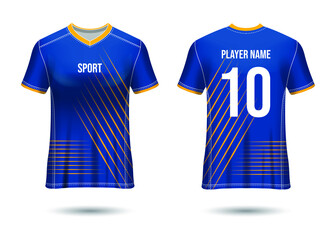 T-Shirt Sport Design. Soccer jersey mockup for football club. uniform front and back view. Template Jersey Design