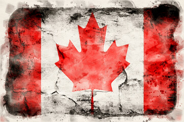 Canada flag waterpaint