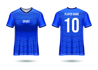 T-Shirt Sport Design. Soccer jersey mockup for football club. uniform front and back view. Template Jersey Design