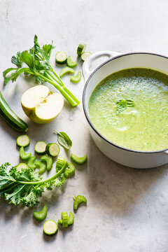 Spring green vegetable soup