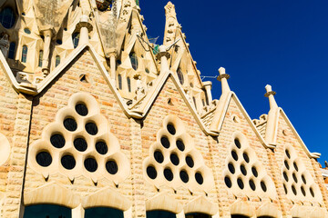 Barcelona, Spain, September 20, 2019. The Sagrada Familia, is a huge Roman Catholic basilica in...