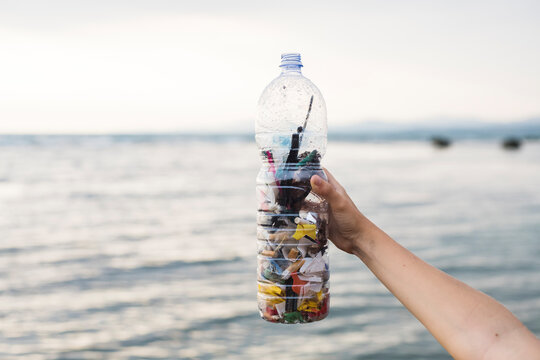 Volunteers cleaning up the beach from plastic and waste