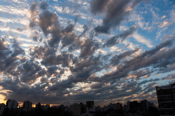 Fototapeta premium Skyline of Buenos Aires, Argentina, with a dramatic and unique cloudy sunset sky