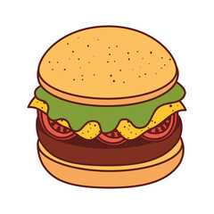 hamburger fast food icon, on white background