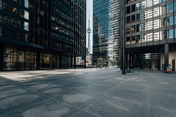 CN tower and skyscrapers facades in Toronto,Canada