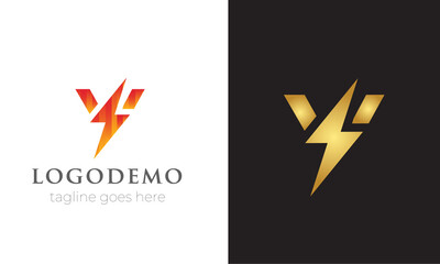 Initial letter Y logo template with Power icon .This font with Electrical Bolt identity, moving and speed thunder  logo vector .
Automotive monogram ,logo mark minimal,abstract concept 2