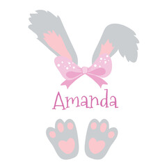 Cute Little Easter Bunny Vector Illustration on White Background