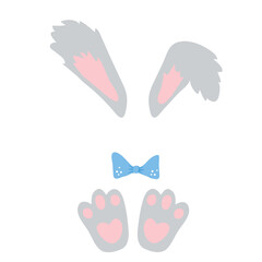 Cute Little Easter Bunny Vector Illustration on White Background