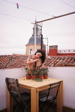 surrounded by plants.