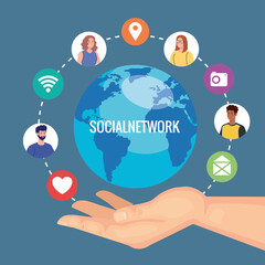 social network, young people connected by digitally, communicate and global concept