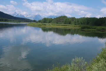 Reflective lake water in Wyoming
