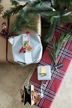 Christmas gifts and tree decoration.