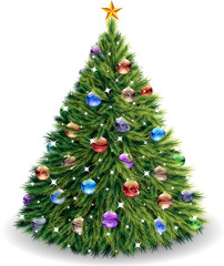 Vector Christmas Tree isolated on white background.