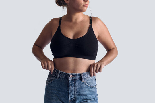 Unrecognizable curvy woman