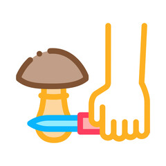 mushroom cutting icon vector. mushroom cutting sign. color symbol illustration