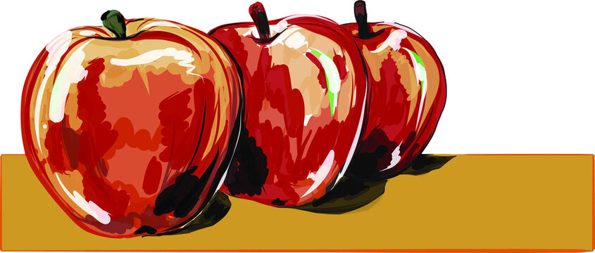 red apple on white background