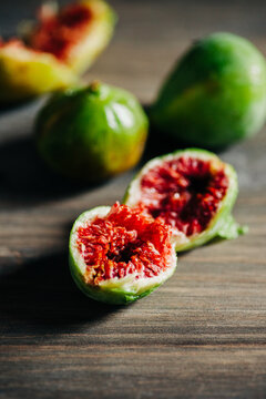 Figs on wooden background