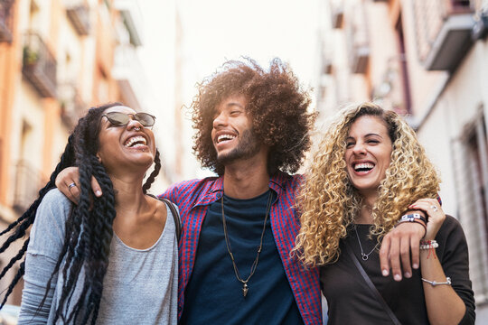 Multiethnic friends group having fun