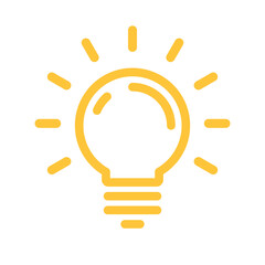 Idea icon, shinning light bulb. Electric lamp linear pictogram. Bright solution symbol.
