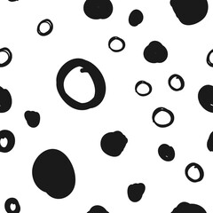 Hand drawn circles seamless pattern. Random dots loop texture background.