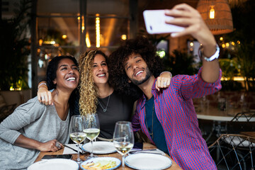 Multiethnic friends group having fun