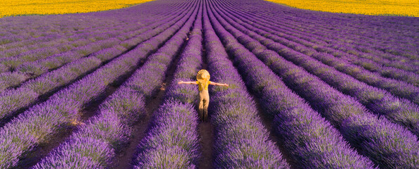 Woman in lavender field