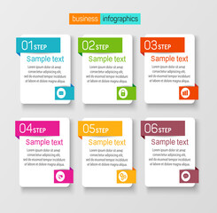 Template vector infographic set with 6 options. Abstract modern design can used for banner diagram workflow timeline and web design layout, presentation templates background 