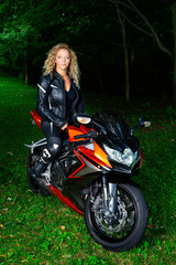 Plakat sexy woman on motocycle
