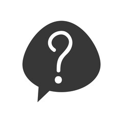 speech bubble with question mark symbol, silhouette style