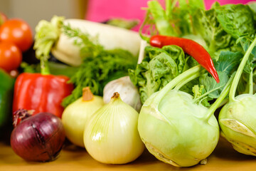 Many healthy colorful vegetables
