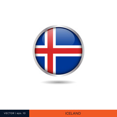 Iceland round flag vector design.