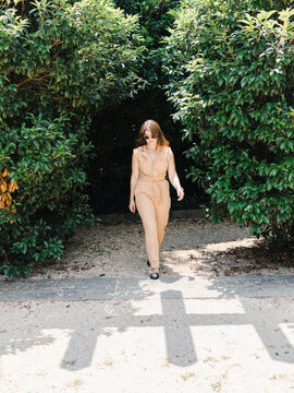 Woman walking on path