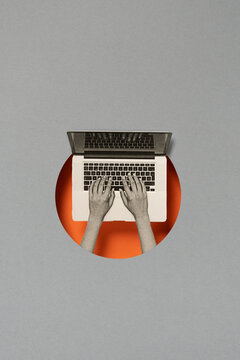 Working on laptop
