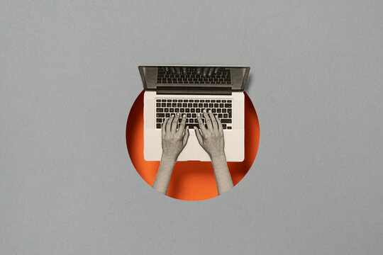 Working on laptop