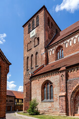Fototapeta premium Saint George's Church in Waren (Müritz), Germany. It dates to the early 14th century and is a three-aisled basilica with a four-bayed nave.