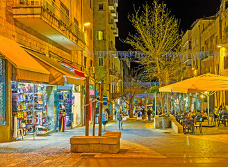 The souvenir stores in Ben Yehuda street, Jerusalem, Israel