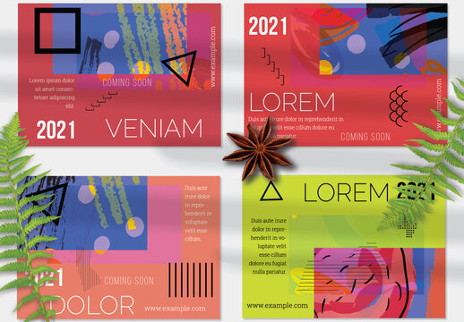 Abstract Picture Bright Card Layout with Geometric Shapes 