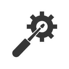 technical service concept, gear wheel and screwdriver tool icon, silhouette style