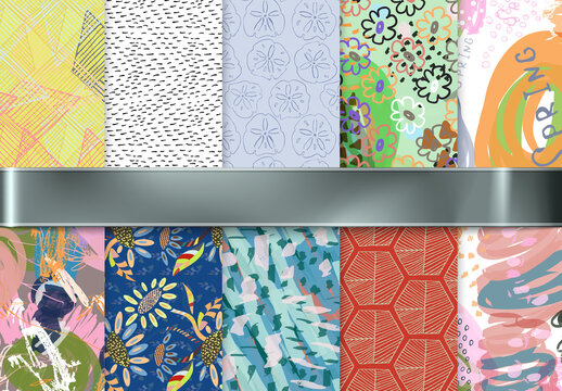 Summer Time Hand Drawn Seamless Pattern Collection