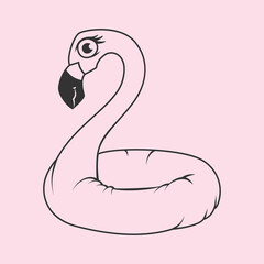 Vector illustration of inflatable ring flamingo