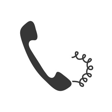 phone with cord icon, silhouette style