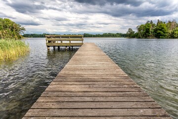 jetty at Lake Krakow in the Mecklenburg Lake District, Germany