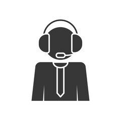 Icon Of A Man With A Headset From The Technical Support, silhouette style