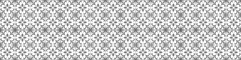 old grunge grey gray white vintage cement texture with floral flower seamless pattern print tiles wallpaper texture background banner panorama © Corri Seizinger
