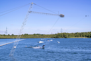cable ski course in the municipal park of Norderstedt, Germany