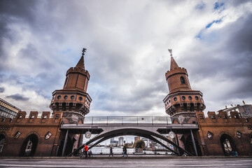 Naklejka premium Oberbaumbruecke, a bridge over the Spree in Berlin, Germany.